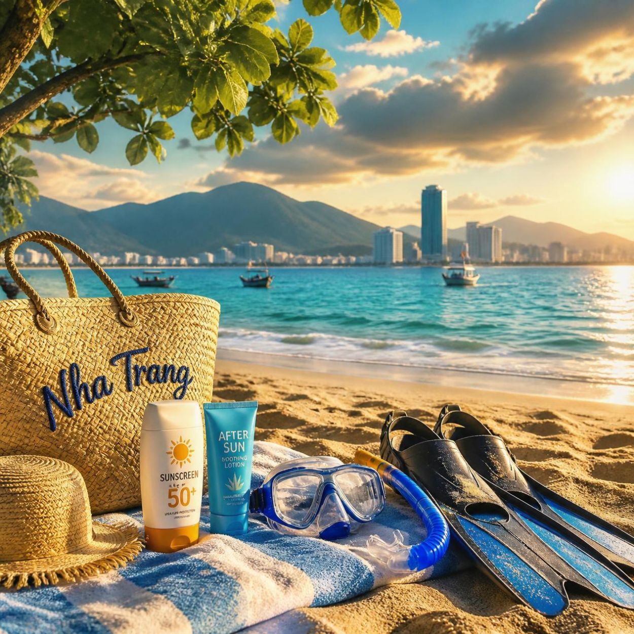 나트랑 낮 관광과 밤 일정에 필요한 준비물을 확인하는 여행자